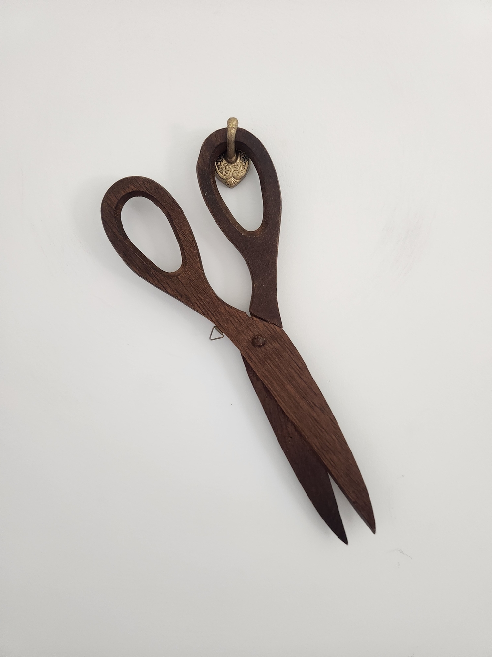 Handcrafted Dark Brown Wooden Scissors Wall Art
